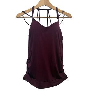 Athleta Aqualuxe Blousy Tankini Top Burgundy Size S